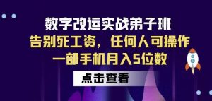 数字改运实战弟子班:告别死工资,任何人可操作,一部手机月入5位数-水滴知识网