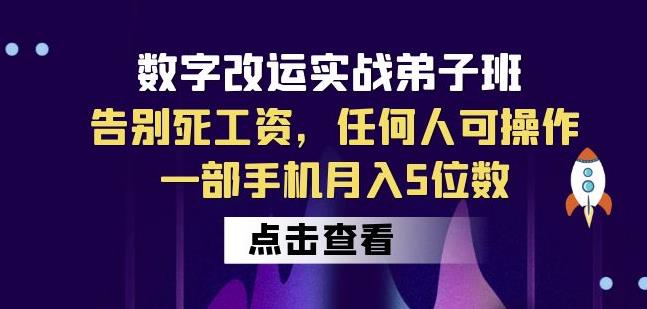 数字改运实战弟子班:告别死工资,任何人可操作,一部手机月入5位数-水滴知识网