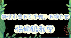 微信互推圈半自动引流方案,矩阵操作日引千人思路【详细视频教程】-水滴知识网