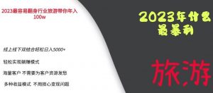 2023年最暴力项目,旅游业带你年入100万,线上线下双结合轻松日入5000+【揭秘】-水滴知识网