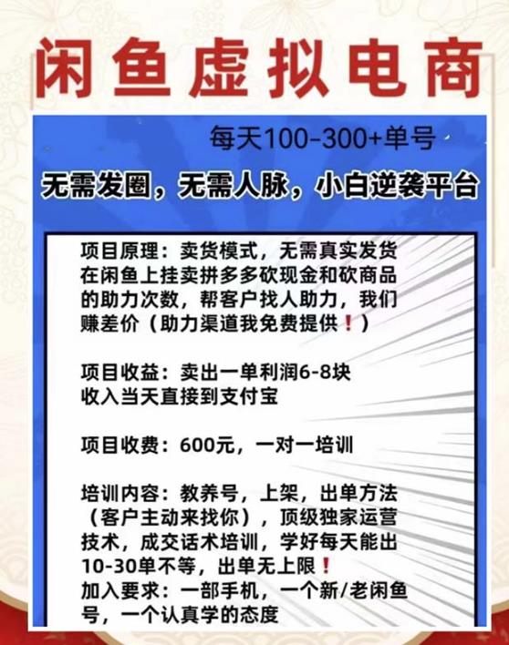 外边收费600多的闲鱼新玩法虚似电商之拼多多助力项目，单号100-300元-水滴知识网