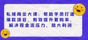 私域商业大课:帮助学员打造爆款项目,有效提升复购率,解决现金流压力,放大利润-水滴知识网