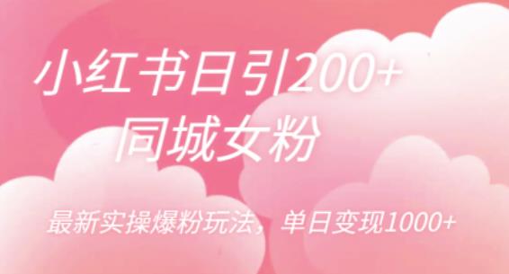 小红书日引200+同城女粉，最新实操爆粉玩法，单日变现1000+【揭秘】-水滴知识网