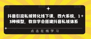 抖音引流私域转化线下课,四大系统,13种模型,教你学会搭建抖音私域体系-水滴知识网
