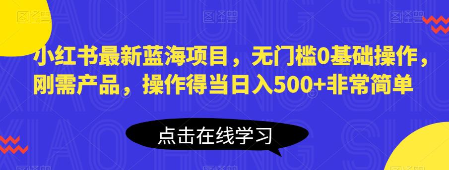 小红书最新蓝海项目,无门槛0基础操作,刚需产品,操作得当日入500+非常简单【揭秘】-水滴知识网