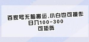 百家号无脑搬运，小白也可操作，日入100-300，可矩阵【仅揭秘】-水滴知识网