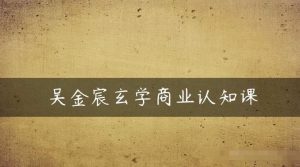 吴金宸玄学商业认知课,传统文化商业认知课-水滴知识网