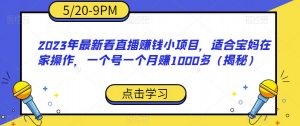 2023年最新看直播赚钱小项目，适合宝妈在家操作，一个号一个月赚1000多（揭秘）-水滴知识网