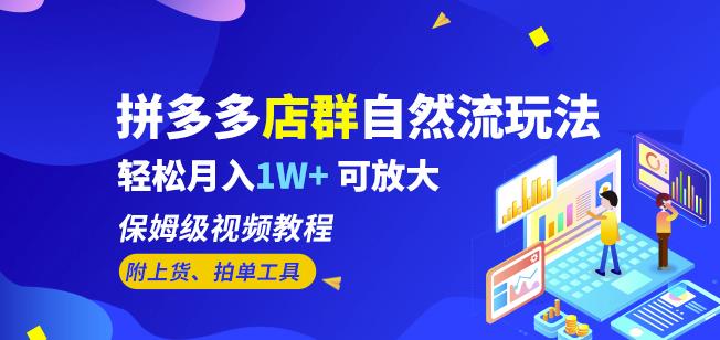 拼多多店群自然流玩法，轻松月入1W+保姆级视频教程（附上货、拍单工具）-水滴知识网