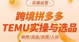伍跃·跨境拼多多TEMU实操与选品,趋势/选品/运营/入住(27节完整)-水滴知识网