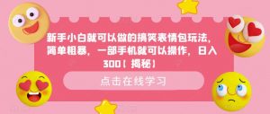 新手小白就可以做的搞笑表情包玩法,简单粗暴,一部手机就可以操作,日入300【揭秘】-水滴知识网