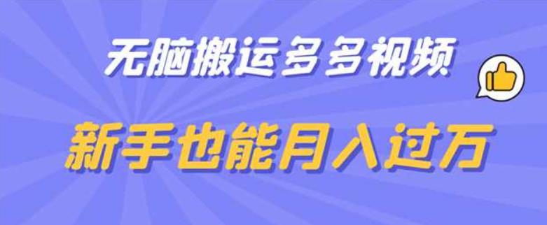 无脑搬运多多视频,新手也能月入过万【揭秘】-水滴知识网
