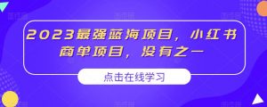 2023最强蓝海项目,小红书商单项目,没有之一【揭秘】-水滴知识网