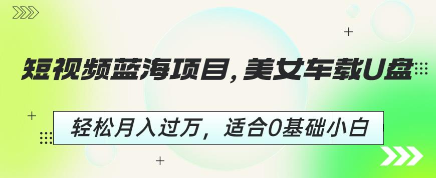 短视频蓝海项目，美女车载U盘，轻松月入过万，适合0基础小白【揭秘】-水滴知识网