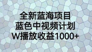 全新蓝海项目，蓝色中视频计划，1W播放量1000+【揭秘】-水滴知识网