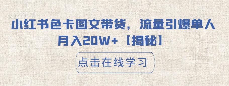小红书色卡图文带货,流量引爆单人月入20W+【揭秘】-水滴知识网