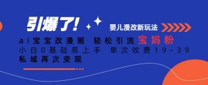 ai宝宝改漫画，轻松引流宝妈粉，小白0基础易上手，单次收费19-39，私域再次变现+【揭秘】-水滴知识网