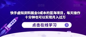 快手虚拟资料掘金0成本的蓝海项目，每天操作十分钟也可以实现月入过万【揭秘】-水滴知识网