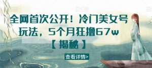 全网首次公开!冷门美女号玩法,5个月狂撸67w【揭秘】-水滴知识网