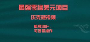 最强零撸美元项目，沃克短视频，单号100+，可多号操作【揭秘】-水滴知识网
