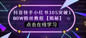 抖音快手小红书30S突破100W粉丝教程【揭秘】-水滴知识网