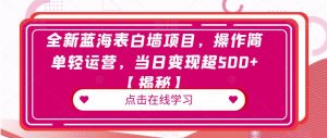 全新蓝海表白墙项目,操作简单轻运营,当日变现超500+【揭秘】-水滴知识网