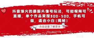 抖音爆火的最新头像号玩法,可短视频可直播,单个作品变现300-500,手机可做,适合小白【揭秘】-水滴知识网