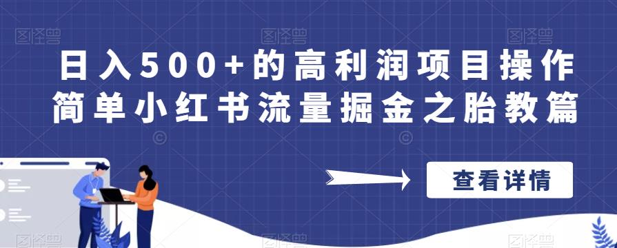 日入500+的高利润项目操作简单小红书流量掘金之胎教篇【揭秘】-水滴知识网