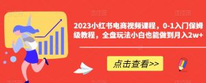 2023小红书电商视频课程,0-1入门保姆级教程,全盘玩法小白也能做到月入2w+-水滴知识网