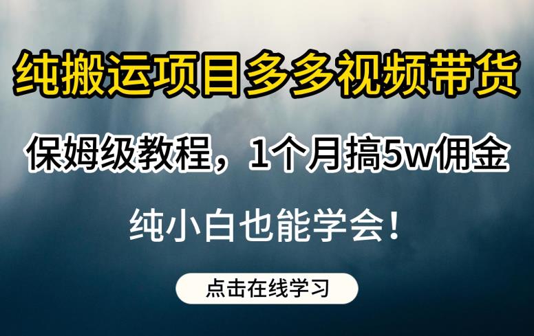 纯搬运项目多多视频带货保姆级教程，1个月搞5w佣金，纯小白也能学会【揭秘】-水滴知识网