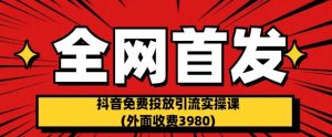 全网首发:抖音免费投放引流实操课(外面收费3980)【揭秘】-水滴知识网