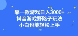 靠一款游戏日入3000+,抖音游戏野路子玩法,小白也能轻松上手【揭秘】-水滴知识网