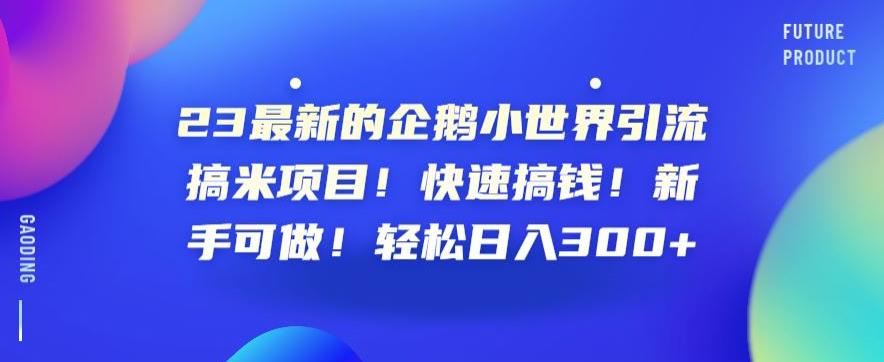23最新的企鹅小世界引流搞米项目!快速搞钱!新手可做!轻松日入300+【揭秘】-水滴知识网