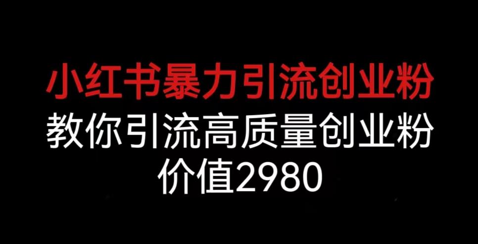 小红书暴力引流创业粉，教你引流高质量创业粉，价值2980【揭秘】-水滴知识网