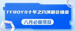 最新蓝海项目,靠最近非常火的TFBOYS十年之约演唱会流量掘金,八月必做的项目【揭秘】-水滴知识网
