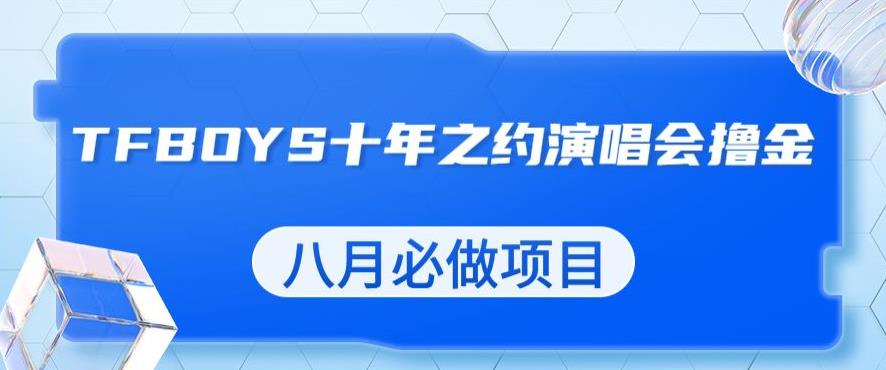 最新蓝海项目，靠最近非常火的TFBOYS十年之约演唱会流量掘金，八月必做的项目【揭秘】-水滴知识网