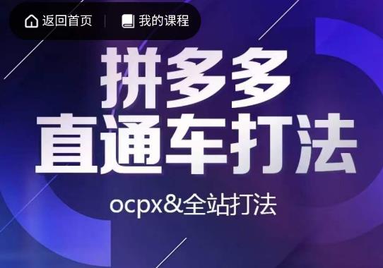 互力·拼多多直通车打法，ocpx&全站打法-水滴知识网
