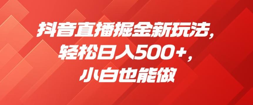 抖音直播掘金新玩法，轻松日入500+，小白也能做【揭秘】-水滴知识网