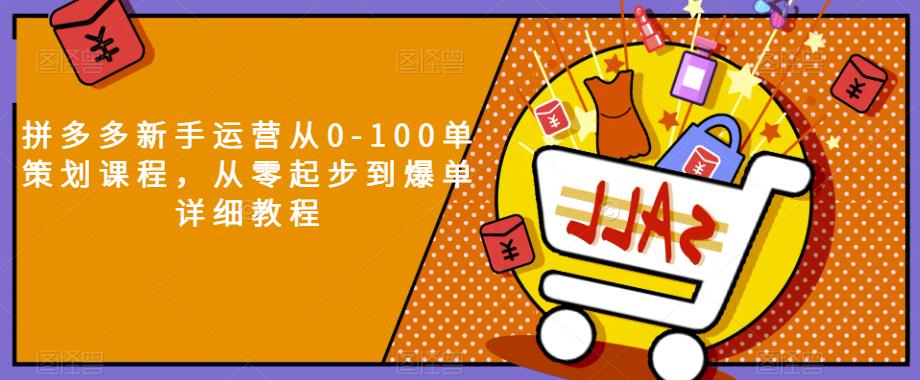 拼多多新手运营从0-100单策划课程,从零起步到爆单详细教程-水滴知识网