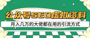 公众号SEO虚拟资料,操作简单,日入500+,可批量操作【揭秘】-水滴知识网