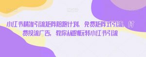 小红书精准引流矩阵陪跑计划,免费矩阵式引流,付费投流广告,教你从0到1玩转小红书引流-水滴知识网