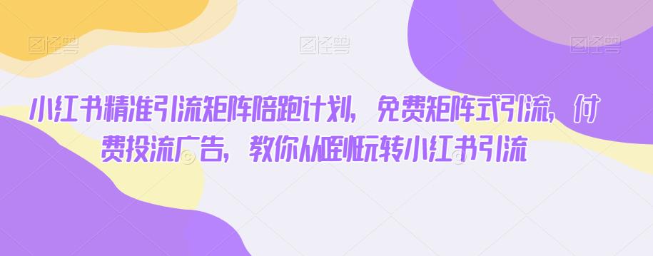 小红书精准引流矩阵陪跑计划,免费矩阵式引流,付费投流广告,教你从0到1玩转小红书引流-水滴知识网