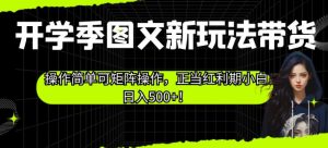 开学季图文新玩法带货,操作简单可矩阵操作,正当红利期小白日入500+!【揭秘】-水滴知识网