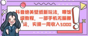 抖音绝美壁纸新玩法,喂饭级教程,一部手机无脑搬运,实操一周收入5000【揭秘】-水滴知识网