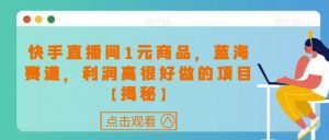 快手直播间1元商品,蓝海赛道,利润高很好做的项目【揭秘】-水滴知识网