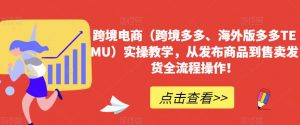 跨境电商(跨境多多、海外版多多TEMU)实操教学,从发布商品到售卖发货全流程操作!-水滴知识网