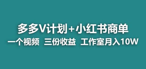 【蓝海项目】多多v计划+小红书商单一个视频三份收益工作室月入10w-水滴知识网