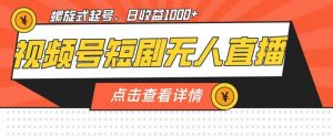 视频号短剧无人直播,螺旋起号,单号日收益1000+【揭秘】-水滴知识网
