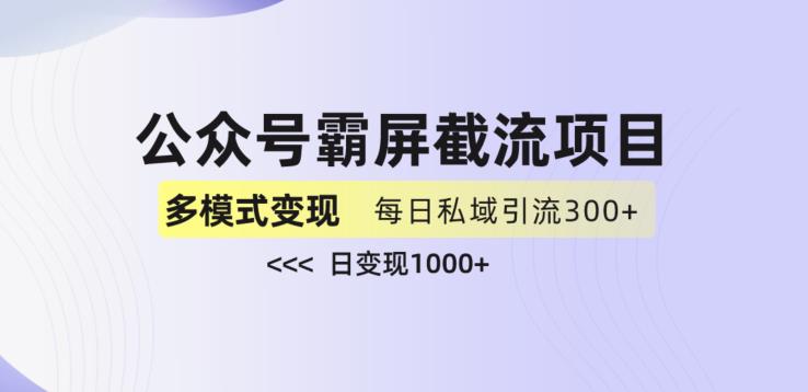 公众号霸屏截流项目+私域多渠道变现玩法，全网首发，日入1000+【揭秘】-水滴知识网