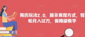 简历玩法2.0，超多变现方式，轻松月入过万，保姆级教学【揭秘】-水滴知识网